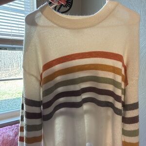 Cozy Cream Stripe Crewneck Sweater - Women's